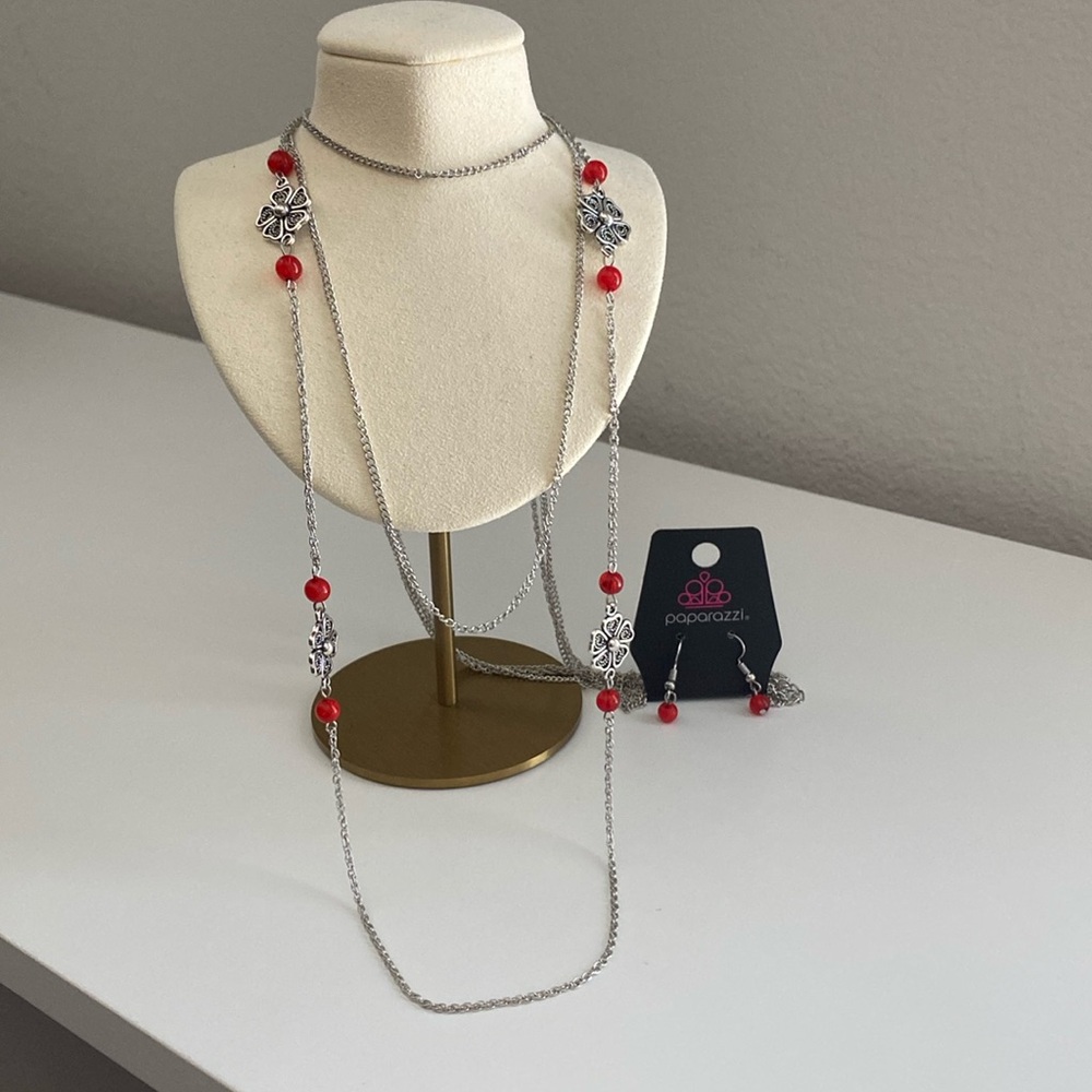 Silver Flower Long Necklace